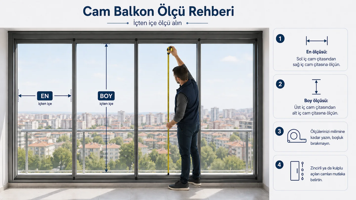 Cam balkon için ölçüye özel plise perde sistemi