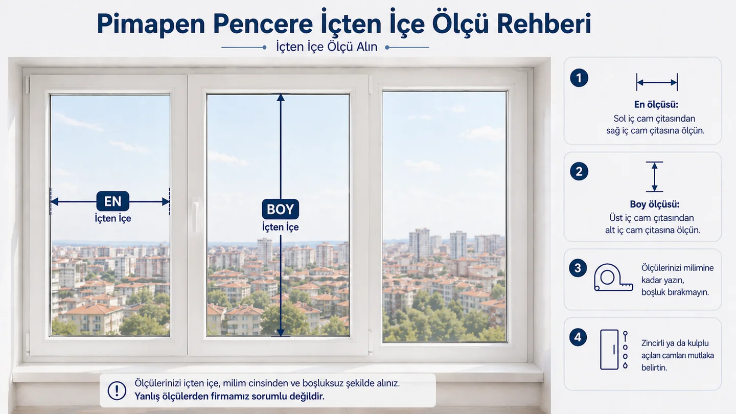 PVC ve Pimapen pencere için ölçüye özel plise perde